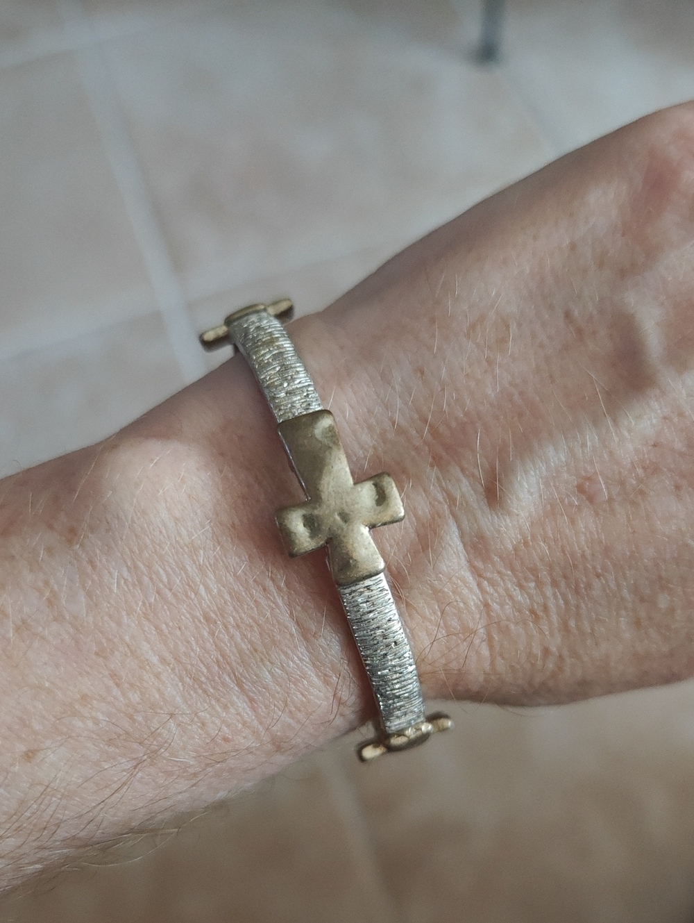 Gold-Tone Cross Accent Women's Bracelet